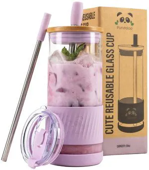 ® Glass Cups With Lids and Straws -20 Fl Oz- Perfect Size Iced Coffee Cup - Smoothie Cup With Bamboo Lid and On the go Lid - Glass Tumbler With Straw (1 Count (Pack of 1), Lilac Rhapsody) ® Glass Cups With Lids and Straws -20 Fl Oz- Perfect Size Iced Coffee Cup - Smoothie Cup With Bamboo Lid and On the go Lid - Glass Tumbler With Straw (1 Count (Pack of 1), Lilac Rhapsody)