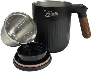 Tea Infuser Cup Doubles As Insulated Coffee Mug, Tea Cup With Lid And Handles, Removable Stainless Steel Tea Strainers For Loose Tea (Black) Tea Infuser Cup Doubles As Insulated Coffee Mug, Tea Cup With Lid And Handles, Removable Stainless Steel Tea Strainers For Loose Tea (Black)