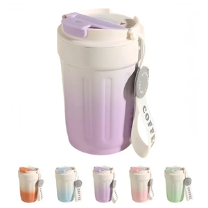 14oz Portable Vacuum Insulated Coffee Mug, Ceramic Lined Travel Cup | Gradient finish;Leakproof lid;Grooved non-slip grip;Carry strap;Easy-clean parts;For coffee, milk, tea and juice 14oz Portable Vacuum Insulated Coffee Mug, Ceramic Lined Travel Cup | Gradient finish;Leakproof lid;Grooved non-slip grip;Carry strap;Easy-clean parts;For coffee, milk, tea and juice