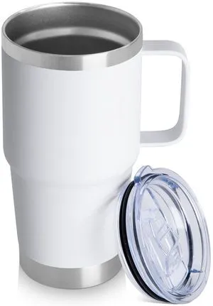 20oz Tumbler with Handle & Lid, Insulated Stainless Steel Travel Mug, Leakproof Cup for Coffee & Tea, BPA-Free Double-Wall Vacuum Tumblers for Hot/Cold Drinks, Commuter, Gym, Office, White 1 Pack 20oz Tumbler with Handle & Lid, Insulated Stainless Steel Travel Mug, Leakproof Cup for Coffee & Tea, BPA-Free Double-Wall Vacuum Tumblers for Hot/Cold Drinks, Commuter, Gym, Office, White 1 Pack