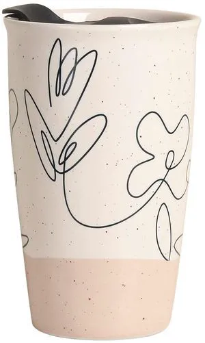 Ceramic Coffee Mug with Lid, Flower Pattern Double Wall Coffee Travel Mug Ceramic Tumbler 9.64oz, Reusable Tall Cup, Splash Resistant Lid, Dishwasher Microwaveable Safe Ceramic Coffee Mug with Lid, Flower Pattern Double Wall Coffee Travel Mug Ceramic Tumbler 9.64oz, Reusable Tall Cup, Splash Resistant Lid, Dishwasher Microwaveable Safe