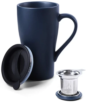Tea Cup with Infuser and 2 Lids, 18oz Large Tea Infuser Mug, Tea Strainer Cup for Loose Leaf, Travel Mug with Teabag Holder (Royal Blue) Tea Cup with Infuser and 2 Lids, 18oz Large Tea Infuser Mug, Tea Strainer Cup for Loose Leaf, Travel Mug with Teabag Holder (Royal Blue)