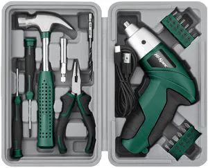 3.6V USB Electric Screwdriver for Home Repairs and Assembly, Green | 19pc, fast assembly help, common screw bit selection, LED visibility, compact grip, quick household fixes, organized storage 3.6V USB Electric Screwdriver for Home Repairs and Assembly, Green | 19pc, fast assembly help, common screw bit selection, LED visibility, compact grip, quick household fixes, organized storage
