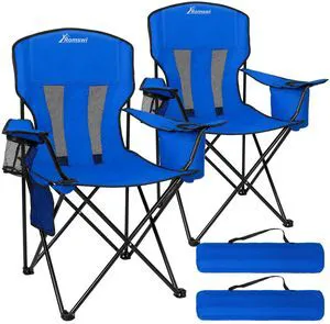 Camping Chairs for Adults 2 Pack, Folding Chair with 4-Can Cooler Bag & Cup Holder, Portable Heavy Duty Outdoor Chair with Mesh Back for Camping, Beach, Lawn, Fishing, Blue Camping Chairs for Adults 2 Pack, Folding Chair with 4-Can Cooler Bag & Cup Holder, Portable Heavy Duty Outdoor Chair with Mesh Back for Camping, Beach, Lawn, Fishing, Blue