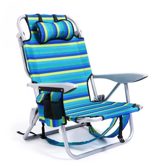 Portable Beach Chair for Adults, Outdoor Camping Chair Lay Flat Folding Backpack Beach Reclining Chair with 5 Positions, Headrest, Cup Holder, Heavy Ocean Striped Portable Beach Chair for Adults, Outdoor Camping Chair Lay Flat Folding Backpack Beach Reclining Chair with 5 Positions, Headrest, Cup Holder, Heavy Ocean Striped