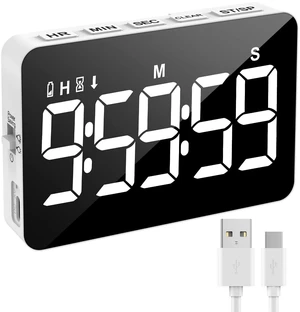 Rechargeable Digital Kitchen Timer for Cooking, Magnetic Timers with Countdown/up, Kids Timer with 5LED Display 3 Brightness 4 Volume Adjustable for Classroom/Office/Home/Work/Study/Fitness/Game Rechargeable Digital Kitchen Timer for Cooking, Magnetic Timers with Countdown/up, Kids Timer with 5LED Display 3 Brightness 4 Volume Adjustable for Classroom/Office/Home/Work/Study/Fitness/Game