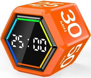 Rotating Pomodoro Timer Cube 3/5/10/25/30/50 min with Colorful Visual Bar | Desk Productivity Flip Timer for Kids Adults, Vibration/Silent/Sound, Adjustable Volume, for ADHD Study Work, Orange Rotating Pomodoro Timer Cube 3/5/10/25/30/50 min with Colorful Visual Bar | Desk Productivity Flip Timer for Kids Adults, Vibration/Silent/Sound, Adjustable Volume, for ADHD Study Work, Orange
