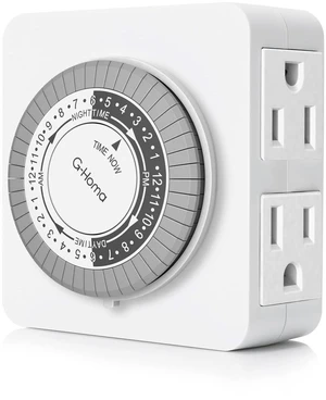 24-Hour Mechanical Timer Outlet with 2 Grounded Outlets - For Lamps, Holiday Lights 24-Hour Mechanical Timer Outlet with 2 Grounded Outlets - For Lamps, Holiday Lights
