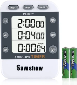 Digital Kitchen Timer, 3 Channels | Count UP/Down, Large Display, Adjustable Volume Alarm, Magnetic Back, Stand, Battery Included Digital Kitchen Timer, 3 Channels | Count UP/Down, Large Display, Adjustable Volume Alarm, Magnetic Back, Stand, Battery Included