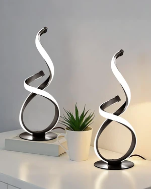 . 2 Pack Modern Table Lamps for Nightstand, LED Spiral Touch Light | 16" Dimmable 3 Color Temperature Night stand Desk Lamp, Unique Bedside Light for Living Room, Bedroom, Ideal Gift, Black . 2 Pack Modern Table Lamps for Nightstand, LED Spiral Touch Light | 16" Dimmable 3 Color Temperature Night stand Desk Lamp, Unique Bedside Light for Living Room, Bedroom, Ideal Gift, Black