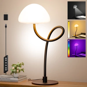 RGB Table Lamp with 3 Color Temperatures, Stepless Dimmable Bedside Lamp 5%-100%, Flexible Gooseneck LED Nightstand Light, 4 Power Supply Options for Bedroom Living Room Office Gift RGB Table Lamp with 3 Color Temperatures, Stepless Dimmable Bedside Lamp 5%-100%, Flexible Gooseneck LED Nightstand Light, 4 Power Supply Options for Bedroom Living Room Office Gift