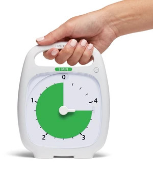 PLUS 5 Minute Desk Visual Timer - Countdown Timer with Portable Handle for Classroom, Office, Homeschooling, Study Tool with Silent Operation (White) PLUS 5 Minute Desk Visual Timer - Countdown Timer with Portable Handle for Classroom, Office, Homeschooling, Study Tool with Silent Operation (White)