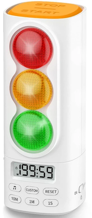 Digital Traffic Light Timer, Custom Countdown, ADHD Tool, Volume & 4 Rings | Rechargeable, Pre-alert Light, Stoplight timer for Teachers and Cooking Digital Traffic Light Timer, Custom Countdown, ADHD Tool, Volume & 4 Rings | Rechargeable, Pre-alert Light, Stoplight timer for Teachers and Cooking