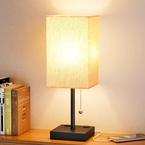 Bedside Lamp for Bedroom - 3 Color Temperatures, USB A+C, 2 AC Outlets | Pull Chain Switch, LED Bulb Included, Cream Fabric Shade, 17.4" Table Lamp for Nightstand, Desk, Living Room, Office Bedside Lamp for Bedroom - 3 Color Temperatures, USB A+C, 2 AC Outlets | Pull Chain Switch, LED Bulb Included, Cream Fabric Shade, 17.4" Table Lamp for Nightstand, Desk, Living Room, Office