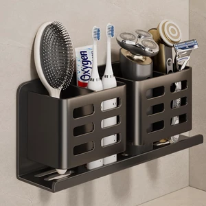Aluminum Toothbrush Holder Wall-MountedBathroom Rack4 SlotBlack | Bracket Shower Toothbrush Razor Holder Suitable for Toothbrush, Toothpaste, Razor and Comb etc Bathroom Storage Aluminum Toothbrush Holder Wall-MountedBathroom Rack4 SlotBlack | Bracket Shower Toothbrush Razor Holder Suitable for Toothbrush, Toothpaste, Razor and Comb etc Bathroom Storage