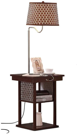 Madison Side Table with Lamp Combo with LED Bulb, Desk Lamp with USB Port, Bedside Reading Light, Modern End Table with Floor Lamp for Bedroom, Living Room, Office - Havana Brown Madison Side Table with Lamp Combo with LED Bulb, Desk Lamp with USB Port, Bedside Reading Light, Modern End Table with Floor Lamp for Bedroom, Living Room, Office - Havana Brown