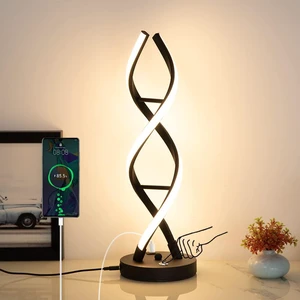 LED Modern Table Lamp, Stepless Dimmable Spiral Table Lamps for Bedroom, 3 Colors Touch Control Bedside Nightstand Lamp with 1 USB Charging Ports, Desk Lamps for Living Room Office (Black) LED Modern Table Lamp, Stepless Dimmable Spiral Table Lamps for Bedroom, 3 Colors Touch Control Bedside Nightstand Lamp with 1 USB Charging Ports, Desk Lamps for Living Room Office (Black)
