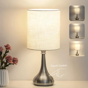 Touch Control Table Lamp, 3 Way Dimmable Simple Night Light Lamp with White Lampshade Silver Metal Base, Small Bedside Table Lamp for Bedroom, Office, Dorm, A19 9W 3000K Bulb Included Touch Control Table Lamp, 3 Way Dimmable Simple Night Light Lamp with White Lampshade Silver Metal Base, Small Bedside Table Lamp for Bedroom, Office, Dorm, A19 9W 3000K Bulb Included