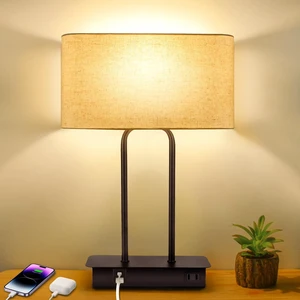 16 Table Lamp for Bedroom, Bedside Nightstand Lamp with LED Bulb | 3-Way Dimmable, Touch Control, 2 USB Charging Ports, AC Outlet, Modern Style, Soft Warm White Lighting 16 Table Lamp for Bedroom, Bedside Nightstand Lamp with LED Bulb | 3-Way Dimmable, Touch Control, 2 USB Charging Ports, AC Outlet, Modern Style, Soft Warm White Lighting