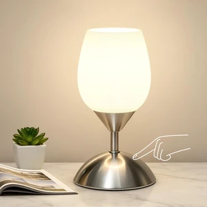 Small Touch Lamp for Bedroom Nightstand, 3-Way Dimmable Bedside Lamps Opal Glass Desk Lamp Silver Base, Tiny Table Lamp for Small Spaces Ambient Lighting for Living Room, E12 Bulb Included Small Touch Lamp for Bedroom Nightstand, 3-Way Dimmable Bedside Lamps Opal Glass Desk Lamp Silver Base, Tiny Table Lamp for Small Spaces Ambient Lighting for Living Room, E12 Bulb Included