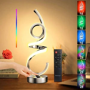 Modern Spiral Table Lamp Color Changing Night Light Rechargeable LED Nightstand Lamp Dimmable Bedroom Lamp Remote Control for Home Decor Living Room Bedroom Office Modern Spiral Table Lamp Color Changing Night Light Rechargeable LED Nightstand Lamp Dimmable Bedroom Lamp Remote Control for Home Decor Living Room Bedroom Office