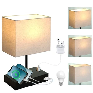 Touch Nightstand Lamp with USB C Port for Bedroom, Bedside Lamps with Charging Station, Small Table Lamp with Charging Outlets and Phone Stands Bulb Included (Black) Touch Nightstand Lamp with USB C Port for Bedroom, Bedside Lamps with Charging Station, Small Table Lamp with Charging Outlets and Phone Stands Bulb Included (Black)