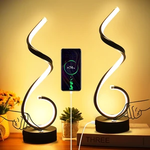 Modern Spiral LED Table Lamp Set of 2, 10W Touch Control Table Lamp with USB Charging Ports, Dimmable 3 Color Modes Bedside Nightstand Desk Lamp Light for Bedroom, Living Room, Office -Black Modern Spiral LED Table Lamp Set of 2, 10W Touch Control Table Lamp with USB Charging Ports, Dimmable 3 Color Modes Bedside Nightstand Desk Lamp Light for Bedroom, Living Room, Office -Black