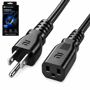 3 Prong AC Power Cord 5 FT/1.5M - NEMA 5-15P to IEC C13 - Computer PC Cable | Replacement Power Cable for Monitor, TV, Printer, Desktop PC, CPU & Workstation Heavy-Duty, Reliable & Flexible 3 Prong AC Power Cord 5 FT/1.5M - NEMA 5-15P to IEC C13 - Computer PC Cable | Replacement Power Cable for Monitor, TV, Printer, Desktop PC, CPU & Workstation Heavy-Duty, Reliable & Flexible