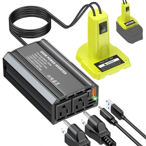 300W Power Inverter Compatible with Ryobi 18V Battery - DC 18V to AC 110V Battery Converter, Portable Power Station with PD 65W Type-C Fast Charging & 2 AC Outlet & 1 USB-A 18W Max 300W Power Inverter Compatible with Ryobi 18V Battery - DC 18V to AC 110V Battery Converter, Portable Power Station with PD 65W Type-C Fast Charging & 2 AC Outlet & 1 USB-A 18W Max