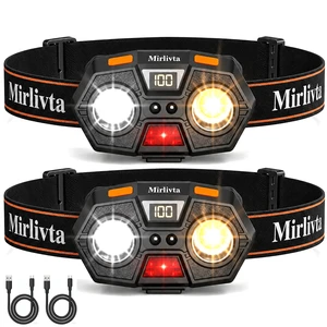 Rechargeable LED Headlamp Flashlight Super Bright, Camping, Hiking | Digital display, mode memory, motion sensor, IPX5 waterproof, 3 colors, 2-Pack extended runtime headlight for running, adults Rechargeable LED Headlamp Flashlight Super Bright, Camping, Hiking | Digital display, mode memory, motion sensor, IPX5 waterproof, 3 colors, 2-Pack extended runtime headlight for running, adults