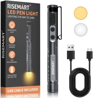 Rechargeable Pen Light for Nurses LED Medical PenLight | Warm/White Light, Stepless Dimming, Aluminum Alloy, Metal Pocket Clip, Integrated Pupil Gauge & Ruler, First Aid Accessories Rechargeable Pen Light for Nurses LED Medical PenLight | Warm/White Light, Stepless Dimming, Aluminum Alloy, Metal Pocket Clip, Integrated Pupil Gauge & Ruler, First Aid Accessories