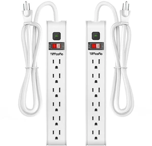 Surge Protector Power Strip, 4 Feet Extension Cord, 600 Joules Surge Protection, Multiple Protection 6 Outlet Strip, 14 AWG Cord, 15A/1875W, ETL Listed, 2 Packs Surge Protector Power Strip, 4 Feet Extension Cord, 600 Joules Surge Protection, Multiple Protection 6 Outlet Strip, 14 AWG Cord, 15A/1875W, ETL Listed, 2 Packs