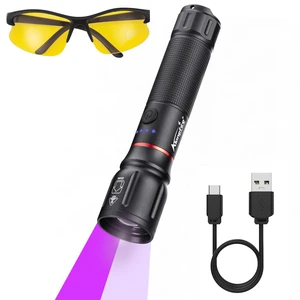 X107 Dual 365nm 395nm UV Flashlight, 5W Zoomable Rechargeable | Built-in Rechargeable Battery, Long-Lasting Runtime, with UV Protective Glasses, for Pet Urine Dectector, Resin Curing, Rocks X107 Dual 365nm 395nm UV Flashlight, 5W Zoomable Rechargeable | Built-in Rechargeable Battery, Long-Lasting Runtime, with UV Protective Glasses, for Pet Urine Dectector, Resin Curing, Rocks