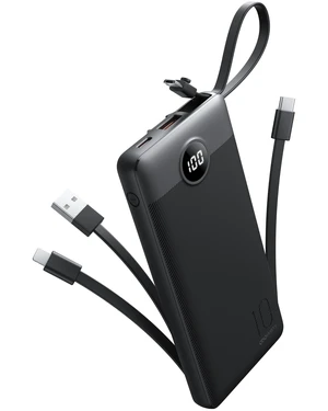 Portable Charger with Built-in Cables, Slim 10000mAh Power Bank with USB C, Travel Essentials External Battery Pack 5 Outputs 2 Inputs LED Display Compatible with iPhone/Android & More(Black) Portable Charger with Built-in Cables, Slim 10000mAh Power Bank with USB C, Travel Essentials External Battery Pack 5 Outputs 2 Inputs LED Display Compatible with iPhone/Android & More(Black)