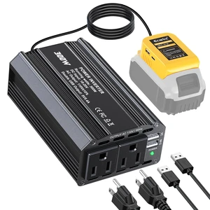 300W Portable Power Inverter Compatible with DeWALT 20V Battery, DC 20V to AC 110V Power Station with 2 AC Outlets, 3 USB Ports & 1 Type-C 18W, for Camping RV Emergency Use (No Battery) 300W Portable Power Inverter Compatible with DeWALT 20V Battery, DC 20V to AC 110V Power Station with 2 AC Outlets, 3 USB Ports & 1 Type-C 18W, for Camping RV Emergency Use (No Battery)