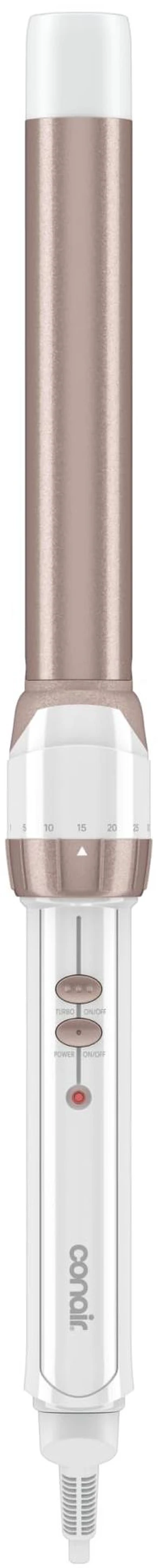 Curling Iron, Double-Ceramic, Clamp-Free, 1", White/Rose Gold | Hair curler curling wand with instant heat-up and 30 heat settings to 400°F to create crease-free waves on short to long hair Curling Iron, Double-Ceramic, Clamp-Free, 1", White/Rose Gold | Hair curler curling wand with instant heat-up and 30 heat settings to 400°F to create crease-free waves on short to long hair