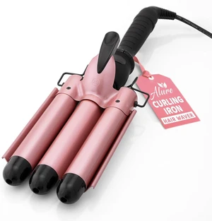 Three Barrel Curling Iron Wand, 1 Inch Ceramic Tourmaline Hair Waver | LCD Temperature Display, 1-Inch Triple Barrels, Dual Voltage Crimping Hair Styling Curler, Travel Ready (Rose Gold) Three Barrel Curling Iron Wand, 1 Inch Ceramic Tourmaline Hair Waver | LCD Temperature Display, 1-Inch Triple Barrels, Dual Voltage Crimping Hair Styling Curler, Travel Ready (Rose Gold)