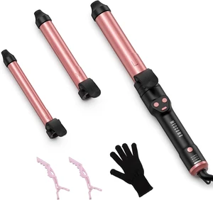 Automatic Curling Iron 1 Inch with 3-in-1 Interchangeable Barrels, Anti-Tangle Beach Waves Hair Curler Pro Automatic Curling Iron 1 Inch with 3-in-1 Interchangeable Barrels, Anti-Tangle Beach Waves Hair Curler Pro