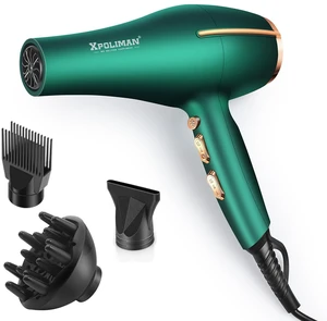 Pro Ionic Salon Hair Dryer,Xpoliman Blow Dryer,Powerful 2000 Watt with AC Motor,Quick Drying Hairdryers Diffuser Fast Dryer Lightweight Best Soft Touch Body -Green & Gold Pro Ionic Salon Hair Dryer,Xpoliman Blow Dryer,Powerful 2000 Watt with AC Motor,Quick Drying Hairdryers Diffuser Fast Dryer Lightweight Best Soft Touch Body -Green & Gold
