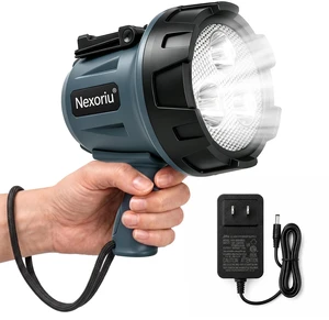 Rechargeable Spotlight with Stand Super Bright Hands Free Flashligh | Heavy Duty Marine Boat Searchlight for Storm Power Outage Rechargeable Spotlight with Stand Super Bright Hands Free Flashligh | Heavy Duty Marine Boat Searchlight for Storm Power Outage