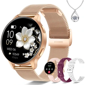 Smart Watch for Women, 1.27" HD Fitness Tracker with 4 Bands & Necklace Gift Set, Heart Rate SpO2 Sleep Monitor, 120+ Sport Modes, Call & Notifications, Smartwatch for Android iPhone, 40mm Smart Watch for Women, 1.27" HD Fitness Tracker with 4 Bands & Necklace Gift Set, Heart Rate SpO2 Sleep Monitor, 120+ Sport Modes, Call & Notifications, Smartwatch for Android iPhone, 40mm