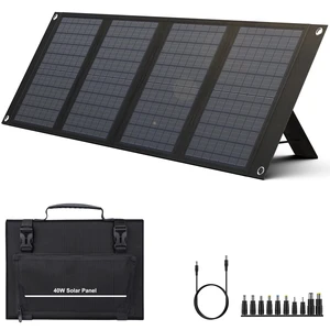 40W Portable Solar Panel for 100W~200W Portable Power Station | Foldable Solar Charger with 12-15V DC Output (11 Connectors) and Adjustable Kickstand, USB Port for Camping Hiking RV Trip 40W Portable Solar Panel for 100W~200W Portable Power Station | Foldable Solar Charger with 12-15V DC Output (11 Connectors) and Adjustable Kickstand, USB Port for Camping Hiking RV Trip