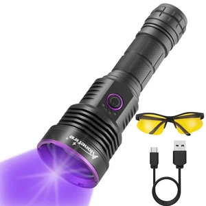 SV43 36W 365nm UV Flashlight USB C Rechargeable Ultraviolet Black Light Woods Lamp for Pet Urine Detector, Resin Curing, Scorpion, Fishing, Leak with UV Protective Glasses, Battery SV43 36W 365nm UV Flashlight USB C Rechargeable Ultraviolet Black Light Woods Lamp for Pet Urine Detector, Resin Curing, Scorpion, Fishing, Leak with UV Protective Glasses, Battery