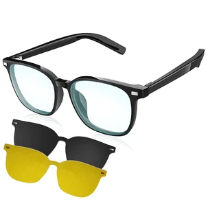 Smart Bluetooth Glasses for Men & Women, Magnetic Lenses 3-in-1(Blue Light Blocking/UV400/Night Vision), Auto On/Off, Call/Music, IP65 Waterproof, Wireless Audio Stylish Eyewear for Driving/Working Smart Bluetooth Glasses for Men & Women, Magnetic Lenses 3-in-1(Blue Light Blocking/UV400/Night Vision), Auto On/Off, Call/Music, IP65 Waterproof, Wireless Audio Stylish Eyewear for Driving/Working