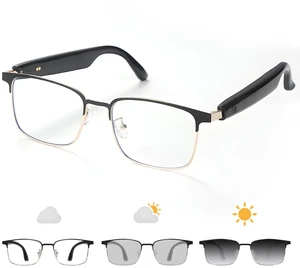 Bluetooth Smart Glasses for Men Women, Photochromic Lenses-Gold | Audio Glasses with Open-Ear Speakers, Magnetic Charging, IP65 Waterproof, Bluetooth sunglasses for Cycling Working Traveling Bluetooth Smart Glasses for Men Women, Photochromic Lenses-Gold | Audio Glasses with Open-Ear Speakers, Magnetic Charging, IP65 Waterproof, Bluetooth sunglasses for Cycling Working Traveling