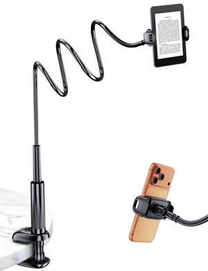 Gooseneck Kindle & Phone Holder for Bed: Flexible Long Arm Clamp Mount for Hands-Free Reading, Bedside Desk Headboard Stand, Compatible with iPhone 17 Pro Max Kindle Kobo & 4.78.6 Inch Devices Gooseneck Kindle & Phone Holder for Bed: Flexible Long Arm Clamp Mount for Hands-Free Reading, Bedside Desk Headboard Stand, Compatible with iPhone 17 Pro Max Kindle Kobo & 4.78.6 Inch Devices