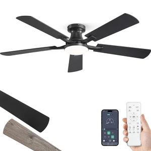 52 Inch Ceiling Fans with Lights, Remote&App Control, Flush Mount | Low Profile, Dimmable 20W LED Light, Quiet Reversible Motor, Strong Airflow, Easy Install for Bedroom/Living Room/Apt, Black 52 Inch Ceiling Fans with Lights, Remote&App Control, Flush Mount | Low Profile, Dimmable 20W LED Light, Quiet Reversible Motor, Strong Airflow, Easy Install for Bedroom/Living Room/Apt, Black
