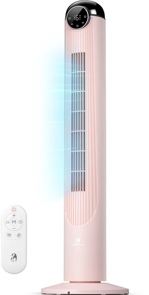 T42 Tower Fan, 42 Inch DC Brushless Motor Bladeless Oscillating Fan with Remote, 6 Speeds & 4 Modes,LED Display, 9H Timer, Quiet Floor Standing Fan for Bedroom Living Room Office, Pink T42 Tower Fan, 42 Inch DC Brushless Motor Bladeless Oscillating Fan with Remote, 6 Speeds & 4 Modes,LED Display, 9H Timer, Quiet Floor Standing Fan for Bedroom Living Room Office, Pink