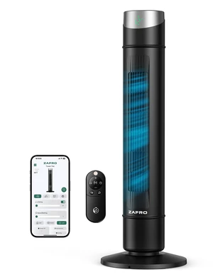 Smart Tower Fan for Bedroom,Upgraded DC Motor Fans that Blow Cold Air | 120° Oscillating Fan, 43ft Far Airflow,28ft/s High-Speed,12 Speeds,4 Modes,22dB Quiet,App/Voice,12H Timer,36Inch,Black Smart Tower Fan for Bedroom,Upgraded DC Motor Fans that Blow Cold Air | 120° Oscillating Fan, 43ft Far Airflow,28ft/s High-Speed,12 Speeds,4 Modes,22dB Quiet,App/Voice,12H Timer,36Inch,Black