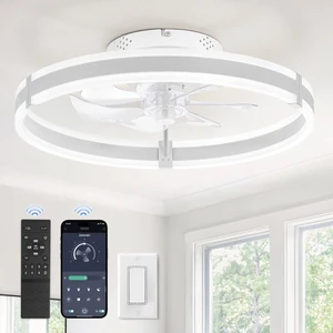 Low Profile 19.7'' Ceiling Fans with Lights and Remote, White | 3000-6000K Dimmable LED Fandelier, Quiet DC Motor, Reversible Airflow, 6 Wind Speeds, Timer, Bedroom, Living Room, Kitchen Low Profile 19.7'' Ceiling Fans with Lights and Remote, White | 3000-6000K Dimmable LED Fandelier, Quiet DC Motor, Reversible Airflow, 6 Wind Speeds, Timer, Bedroom, Living Room, Kitchen